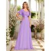 image:imageEverPretty Womens Summer Short Sleeve Chiffon Empire Waist Floor Length Formal Bridesmaid Dress Mother of Bride DressesLavender
