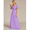 image:imageEverPretty Womens Summer Short Sleeve Chiffon Empire Waist Floor Length Formal Bridesmaid Dress Mother of Bride DressesLavender