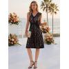 image:imageEverPretty Womens V Neck Lace Dresses for Wedding Guest Cap Sleeve Midi Cocktail Semi Formal Dress 02643Black