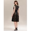 image:imageEverPretty Womens V Neck Lace Dresses for Wedding Guest Cap Sleeve Midi Cocktail Semi Formal Dress 02643Black