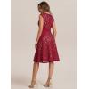 image:imageEverPretty Womens V Neck Lace Dresses for Wedding Guest Cap Sleeve Midi Cocktail Semi Formal Dress 02643Dark Red