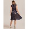 image:imageEverPretty Womens V Neck Lace Dresses for Wedding Guest Cap Sleeve Midi Cocktail Semi Formal Dress 02643Navy Blue