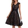 image:imageEverPretty Womens V Neck Lace Dresses for Wedding Guest Cap Sleeve Midi Cocktail Semi Formal Dress 02643Black