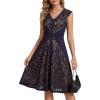 image:imageEverPretty Womens V Neck Lace Dresses for Wedding Guest Cap Sleeve Midi Cocktail Semi Formal Dress 02643Navy Blue