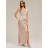 image:imageEverPretty Womens Cowl Neck Sleeveless Bridesmaid Dresses Satin Floor Length Mermaid Formal Wedding Guest Dress 02728Champagne
