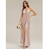 image:imageEverPretty Womens Sleeveless Bridemaid Dress Satin One Shoulder Floor Length ALine Formal Wedding Guest Dresses 02725Champagne