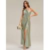 image:imageEverPretty Womens Sleeveless Bridemaid Dress Satin One Shoulder Floor Length ALine Formal Wedding Guest Dresses 02725Sage Green