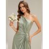image:imageEverPretty Womens Sleeveless Bridemaid Dress Satin One Shoulder Floor Length ALine Formal Wedding Guest Dresses 02725Sage Green
