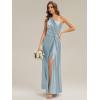 image:imageEverPretty Womens Sleeveless Bridemaid Dress Satin One Shoulder Floor Length ALine Formal Wedding Guest Dresses 02725Sky Blue