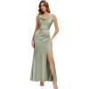 image:imageEverPretty Womens Cowl Neck Sleeveless Bridesmaid Dresses Satin Floor Length Mermaid Formal Wedding Guest Dress 02728Sage Green