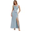 image:imageEverPretty Womens Cowl Neck Sleeveless Bridesmaid Dresses Satin Floor Length Mermaid Formal Wedding Guest Dress 02728Sky Blue