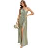 image:imageEverPretty Womens Sleeveless Bridemaid Dress Satin One Shoulder Floor Length ALine Formal Wedding Guest Dresses 02725Sage Green