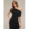 image:imageEverPretty Womens Summer Knit Wedding Guest Dress Dropped Sleeve Stretchy Ankle Length Semi Formal Cocktail DressesBlack Polka Dot