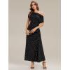 image:imageEverPretty Womens Summer Knit Wedding Guest Dress Dropped Sleeve Stretchy Ankle Length Semi Formal Cocktail DressesBlack Polka Dot