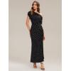 image:imageEverPretty Womens Summer Knit Wedding Guest Dress Dropped Sleeve Stretchy Ankle Length Semi Formal Cocktail DressesBlack Polka Dot