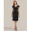 image:imageEverPretty Womens VNeck Short Sleeves Cocktail Dresses Sequin Knee Length Bodycon Semi Formal Dress 02766Black