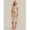 image:imageEverPretty Womens VNeck Short Sleeves Cocktail Dresses Sequin Knee Length Bodycon Semi Formal Dress 02766Gold