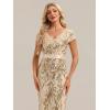 image:imageEverPretty Womens VNeck Short Sleeves Cocktail Dresses Sequin Knee Length Bodycon Semi Formal Dress 02766Gold