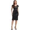 image:imageEverPretty Womens VNeck Short Sleeves Cocktail Dresses Sequin Knee Length Bodycon Semi Formal Dress 02766Black