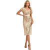 image:imageEverPretty Womens VNeck Short Sleeves Cocktail Dresses Sequin Knee Length Bodycon Semi Formal Dress 02766Gold