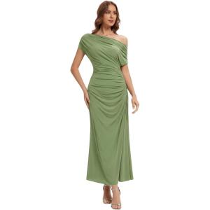 image:imageEverPretty Womens Summer Knit Wedding Guest Dress Dropped Sleeve Stretchy Ankle Length Semi Formal Cocktail DressesSage Green