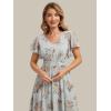 image:imageEverPretty Womens Summer Floral Wedding Guest Dress V Neck Short Sleeve Chiffon Midi A Line Semi Formal Dresses 02744Amber Bloom
