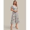 image:imageEverPretty Womens Summer Floral Wedding Guest Dress V Neck Short Sleeve Chiffon Midi A Line Semi Formal Dresses 02744Amber Bloom