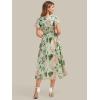 image:imageEverPretty Womens Summer Floral Wedding Guest Dress V Neck Short Sleeve Chiffon Midi A Line Semi Formal Dresses 02744Light Green Floral