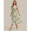 image:imageEverPretty Womens Summer Floral Wedding Guest Dress V Neck Short Sleeve Chiffon Midi A Line Semi Formal Dresses 02744Light Green Floral
