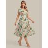image:imageEverPretty Womens Summer Floral Wedding Guest Dress V Neck Short Sleeve Chiffon Midi A Line Semi Formal Dresses 02744Light Green Floral
