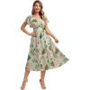 image:imageEverPretty Womens Summer Floral Wedding Guest Dress V Neck Short Sleeve Chiffon Midi A Line Semi Formal Dresses 02744Light Green Floral
