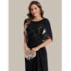image:imageEverPretty Womens Round Neck Half Sleeves Mother of Bride Dresses Chiffon Floor Length ALine Formal Dress 02689Black