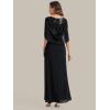 image:imageEverPretty Womens Round Neck Half Sleeves Mother of Bride Dresses Chiffon Floor Length ALine Formal Dress 02689Black