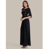 image:imageEverPretty Womens Round Neck Half Sleeves Mother of Bride Dresses Chiffon Floor Length ALine Formal Dress 02689Black