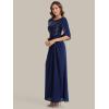 image:imageEverPretty Womens Round Neck Half Sleeves Mother of Bride Dresses Chiffon Floor Length ALine Formal Dress 02689Navy Blue