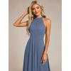 image:imageEverPretty Womens Sexy Halter Neck Pleated Sleeveless HiLo Chiffon Summer Wedding Guest Dress Cocktail Dresses 31926Dusty Blue