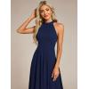 image:imageEverPretty Womens Sexy Halter Neck Pleated Sleeveless HiLo Chiffon Summer Wedding Guest Dress Cocktail Dresses 31926Navy Blue