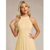 image:imageEverPretty Womens Sexy Halter Neck Pleated Sleeveless HiLo Chiffon Summer Wedding Guest Dress Cocktail Dresses 31926Yellow