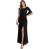 image:imageEverPretty Womens Round Neck Half Sleeves Mother of Bride Dresses Chiffon Floor Length ALine Formal Dress 02689Black