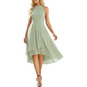 image:imageEverPretty Womens Sexy Halter Neck Pleated Sleeveless HiLo Chiffon Summer Wedding Guest Dress Cocktail Dresses 31926Mint Green