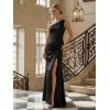 image:imageEverPretty Womens Asymmetrical Sleeveless Summer Bridesmaid Dress Satin Maxi Sheath Formal Wedding Guest Dresses 02712Black