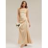 image:imageEverPretty Womens Asymmetrical Sleeveless Summer Bridesmaid Dress Satin Maxi Sheath Formal Wedding Guest Dresses 02712Champagne
