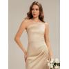 image:imageEverPretty Womens Asymmetrical Sleeveless Summer Bridesmaid Dress Satin Maxi Sheath Formal Wedding Guest Dresses 02712Champagne
