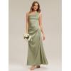 image:imageEverPretty Womens Asymmetrical Sleeveless Summer Bridesmaid Dress Satin Maxi Sheath Formal Wedding Guest Dresses 02712Sage Green