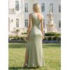 image:imageEverPretty Womens Asymmetrical Sleeveless Summer Bridesmaid Dress Satin Maxi Sheath Formal Wedding Guest Dresses 02712Sage Green