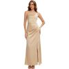 image:imageEverPretty Womens Asymmetrical Sleeveless Summer Bridesmaid Dress Satin Maxi Sheath Formal Wedding Guest Dresses 02712Champagne