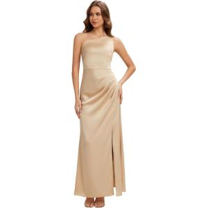 image:imageEverPretty Womens Asymmetrical Sleeveless Summer Bridesmaid Dress Satin Maxi Sheath Formal Wedding Guest Dresses 02712Champagne