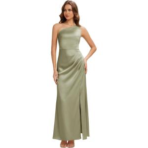 image:imageEverPretty Womens Asymmetrical Sleeveless Summer Bridesmaid Dress Satin Maxi Sheath Formal Wedding Guest Dresses 02712Sage Green