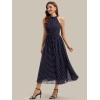 image:imageEverPretty Womens Halter Sleeveless Summer Formal Wedding Guest Dresses Chiffon Tea Length ALine Cocktail Dress 02699Navy Blue Polka Dots