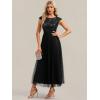 image:imageEverPretty Womens Sequin Round Neck Cap Sleeve Formal Wedding Guest Dress Pleated ALine Midi Cocktail Dresses 02769Black